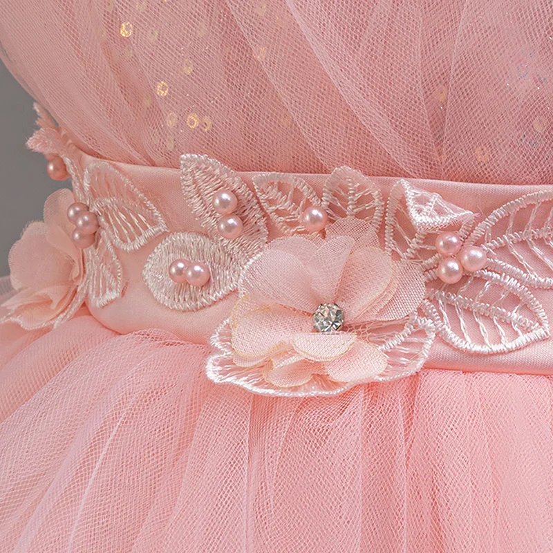 3-10 Years Teenagers Girls Dress Sequins Sleeveless Kids Wedding Dresses Birthday Party Performance Costumes For Girl