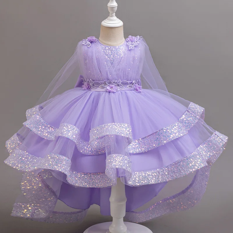 3-10 Years Teenagers Girls Dress Sequins Sleeveless Kids Wedding Dresses Birthday Party Performance Costumes For Girl