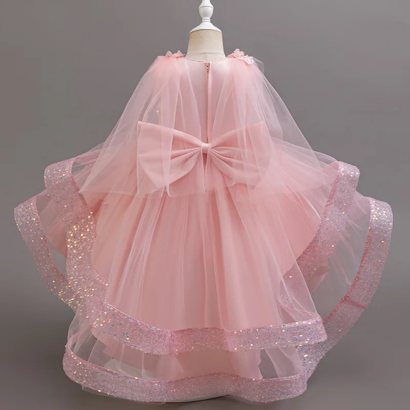 3-10 Years Teenagers Girls Dress Sequins Sleeveless Kids Wedding Dresses Birthday Party Performance Costumes For Girl