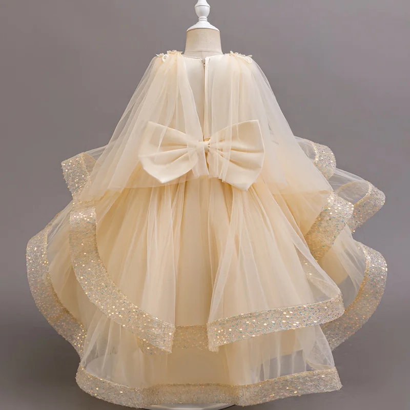 3-10 Years Teenagers Girls Dress Sequins Sleeveless Kids Wedding Dresses Birthday Party Performance Costumes For Girl