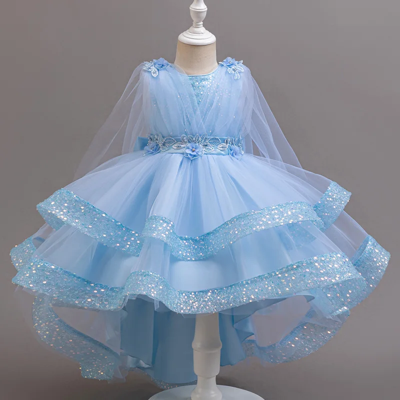 3-10 Years Teenagers Girls Dress Sequins Sleeveless Kids Wedding Dresses Birthday Party Performance Costumes For Girl