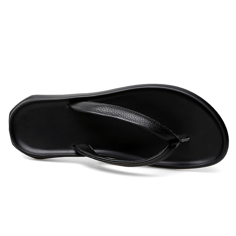 Summer Mens Luxury Genuine Leather Flip Flops Slippers For Men High Quality Flat Slippers Minimalist Size 38-44 Dropshipping