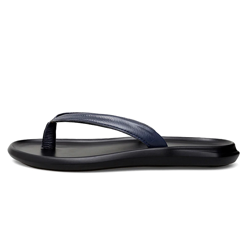 Summer Mens Luxury Genuine Leather Flip Flops Slippers For Men High Quality Flat Slippers Minimalist Size 38-44 Dropshipping