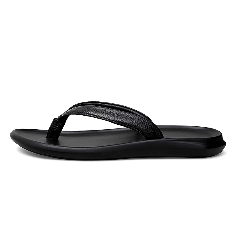 Summer Mens Luxury Genuine Leather Flip Flops Slippers For Men High Quality Flat Slippers Minimalist Size 38-44 Dropshipping