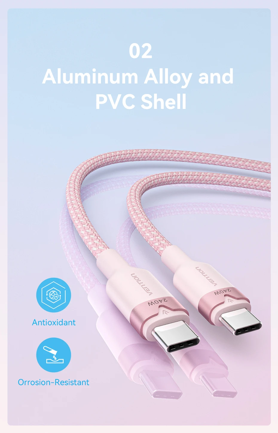 Vention 240W Cable USB Cto Type C Cable Fast Charging Cord USB-C PD3.1 for iPhone 17 16 15 Pro Max Samsung S24 Xiaomi 17 Macbook