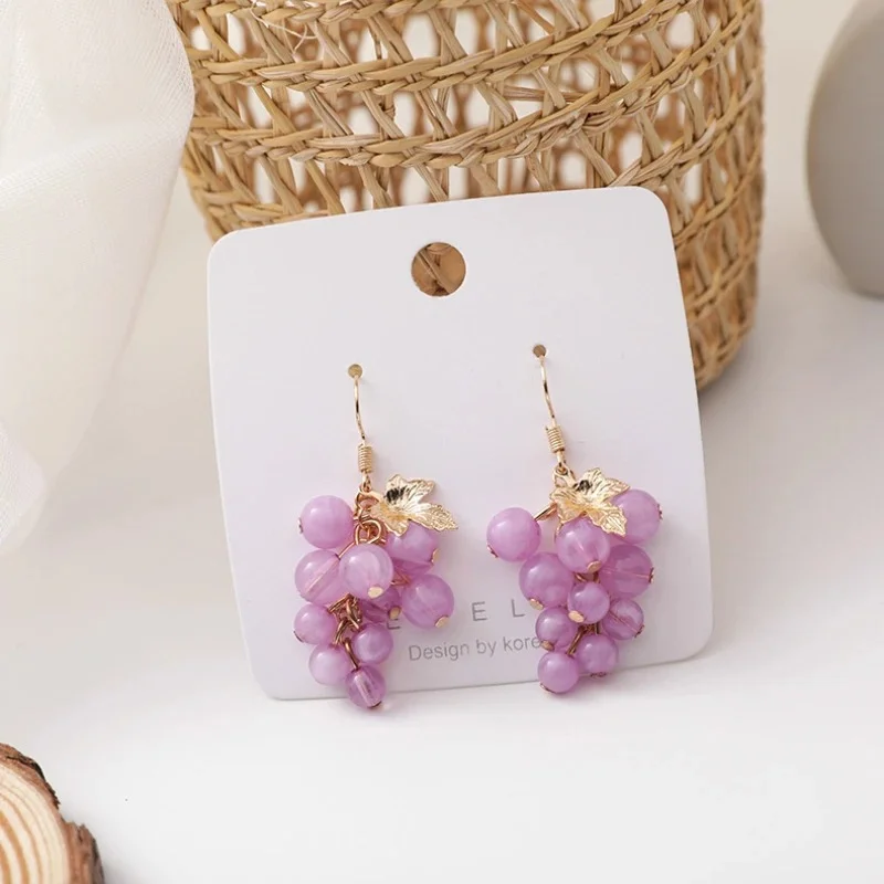EVISPOL Y2K-Inspired Green Grape Earrings Cute Plastic Fruit Design for Women Jewelry Stylish Grape Earrings Piercing Jewelry