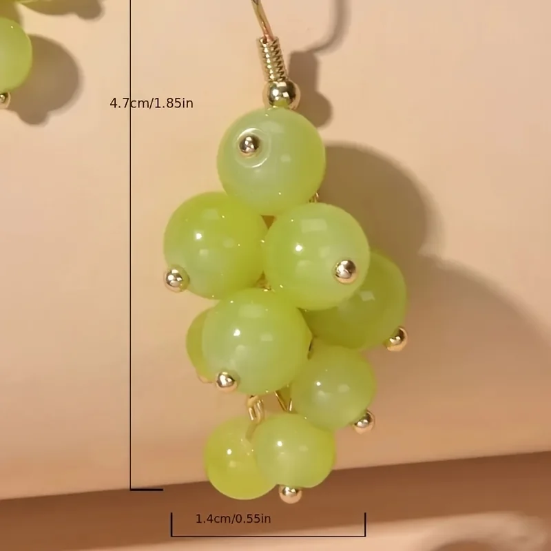 EVISPOL Y2K-Inspired Green Grape Earrings Cute Plastic Fruit Design for Women Jewelry Stylish Grape Earrings Piercing Jewelry