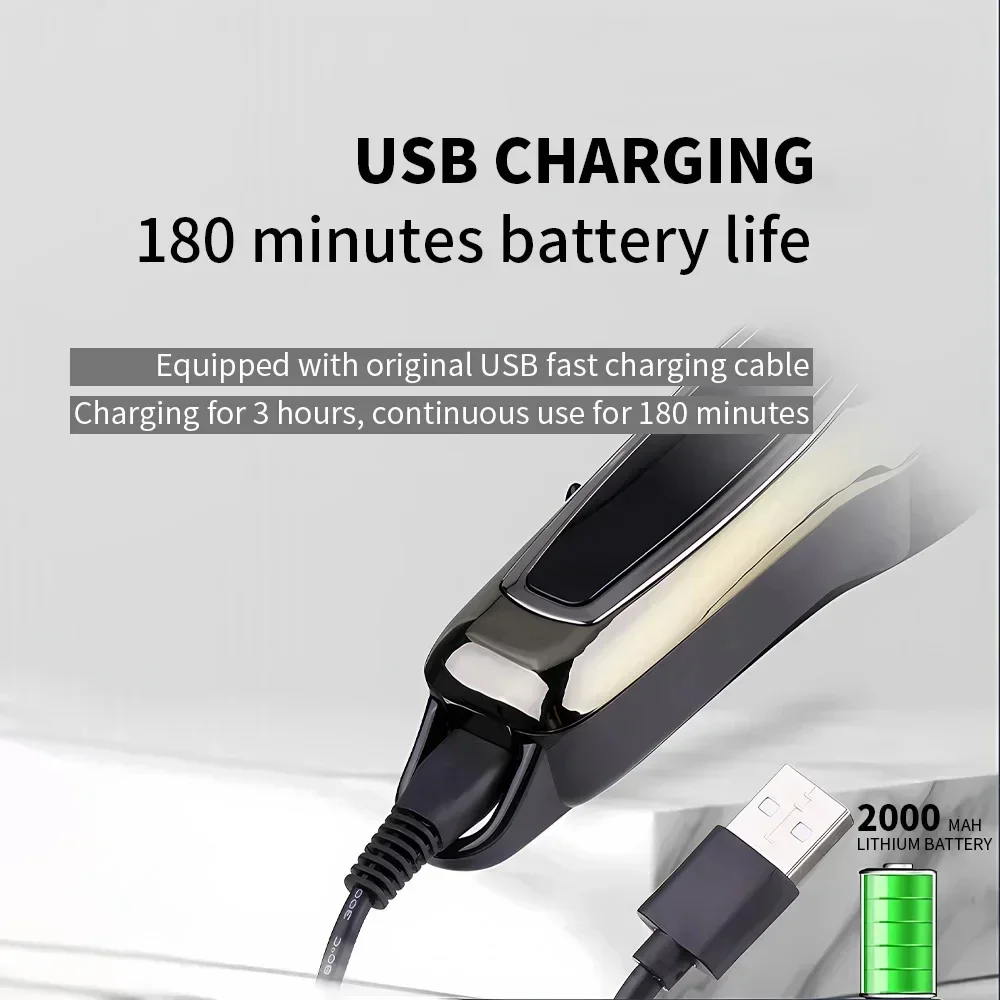 Kemei KM-PG1990A USB Rechargeable Electric Hair Clipper Professional Cordless Men Hair Trimmer Men's Hair Cutting Machine Barber