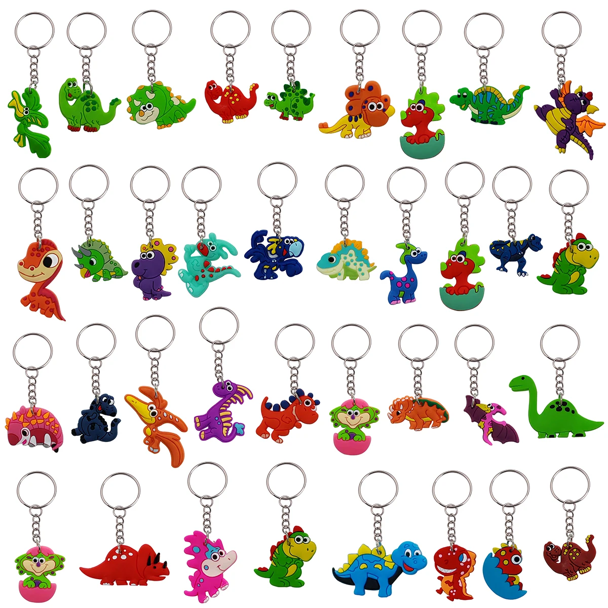 36pcs Cartoon Animal Key Chain, Mini Cute Dinosaur Keyring Classroom Prizes,ornament Purse Bag Handbag ,Birthday Party Favors