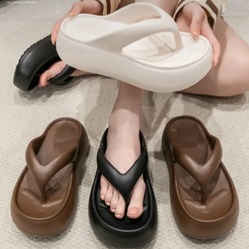 Popular Chunky Platform Clip Toe Sandals 2025 Women New Thick Bottom Slip On Silppers EVA Anti-odorant Sandalias De Mujer 5cm