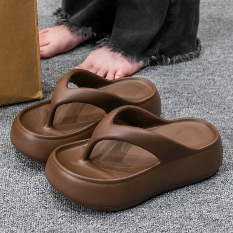 Popular Chunky Platform Clip Toe Sandals 2025 Women New Thick Bottom Slip On Silppers EVA Anti-odorant Sandalias De Mujer 5cm