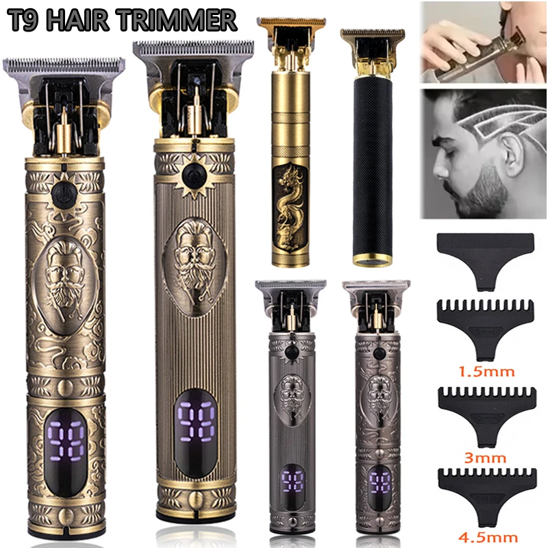 T9 Carving Hair Clipper Professional Hair Cutting Machine Barber Rechargeable Hair Trimmer Metal Haircut Machine Clipper for Men