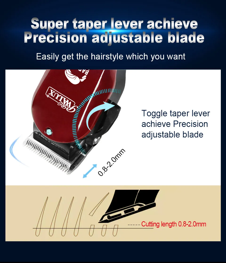 Adjustable Professional Corded Hair Clipper Hair Trimmer For Men 10W Electric Powerful Barber Shop Haircut Machine Tapering