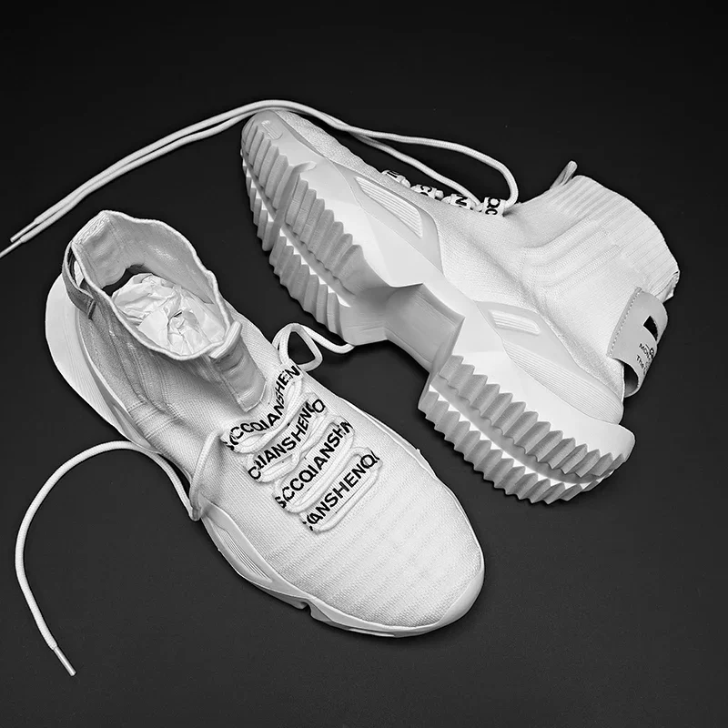 YRZL Men's High Top Mesh Sneakers Lightweight Breathable Fashion Casual Walking Shoes for Men Comfortable Running Shoes for Men