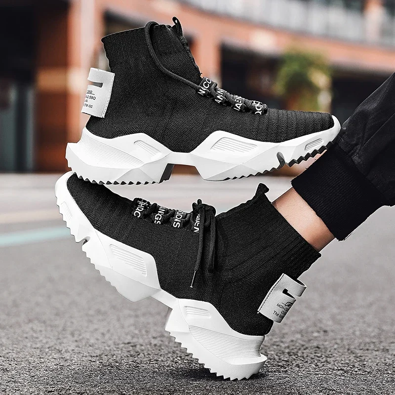 YRZL Men's High Top Mesh Sneakers Lightweight Breathable Fashion Casual Walking Shoes for Men Comfortable Running Shoes for Men