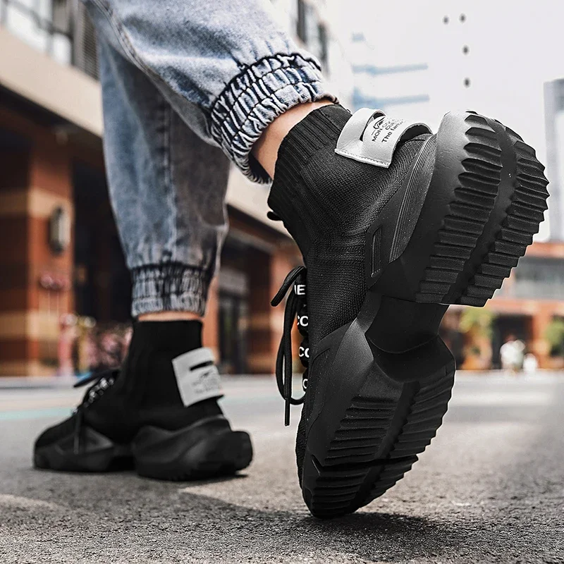 YRZL Men's High Top Mesh Sneakers Lightweight Breathable Fashion Casual Walking Shoes for Men Comfortable Running Shoes for Men