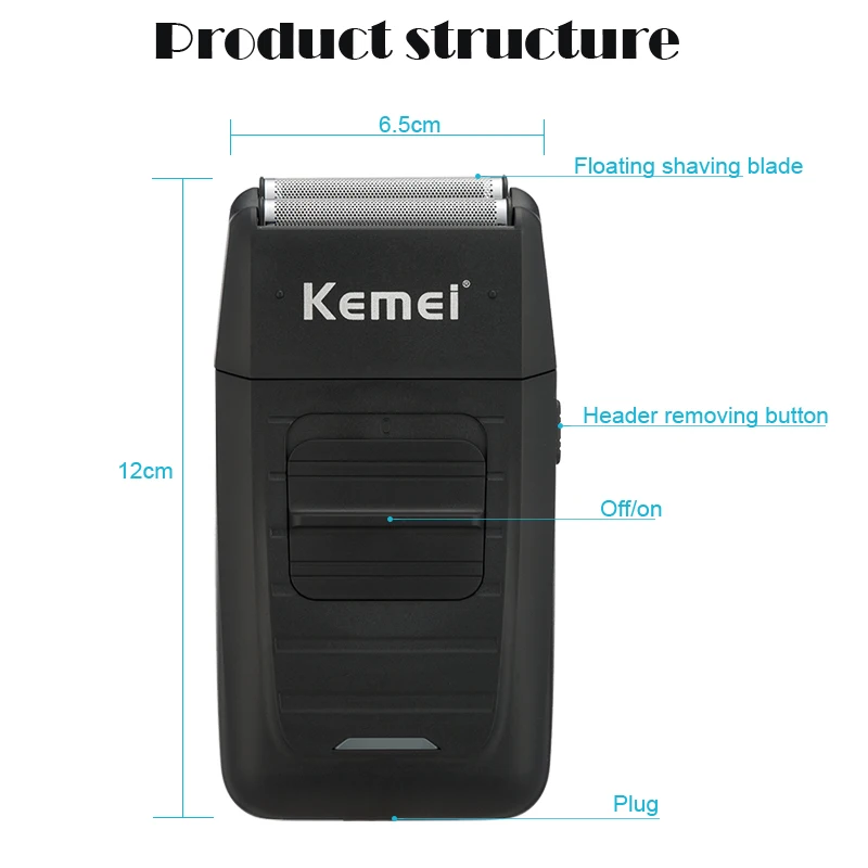 Kemei 1102 Electric Shaver Men Electric Razor Rechargeable Floating Beard Shaver Hair Trimmer Face Care Shaving Machine