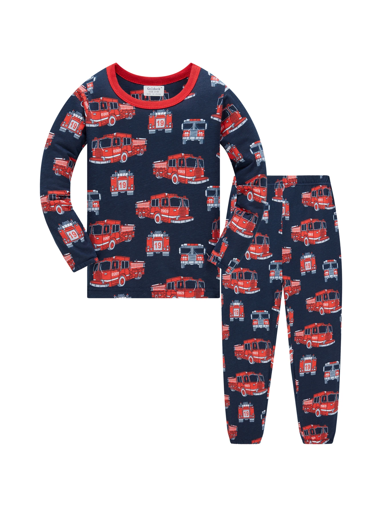 100% Cotton Children's Pajama Set 1-8 Year Old Boys and Girls Full Print Cartoon Pajama 2ps Comfortable Long Sleeve Home Suit