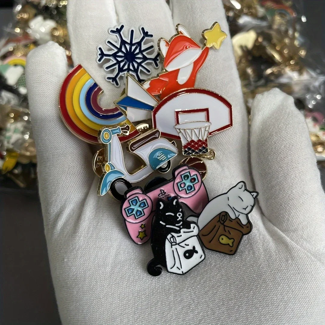 30pcs Cartoon Brooches Enamel Pins Retro Punk Dark Color Collar Corsage Shirt Hat Jacket Pin Badge Cartoon Bag Metal Pins Sets