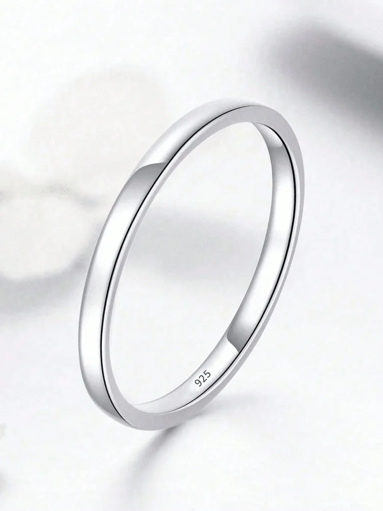 925 Sterling Silver Simple Classic Zircon 2MM Flat Aperture Ring For Women Engagement Wedding Luxury High Quality Fine Jewelry