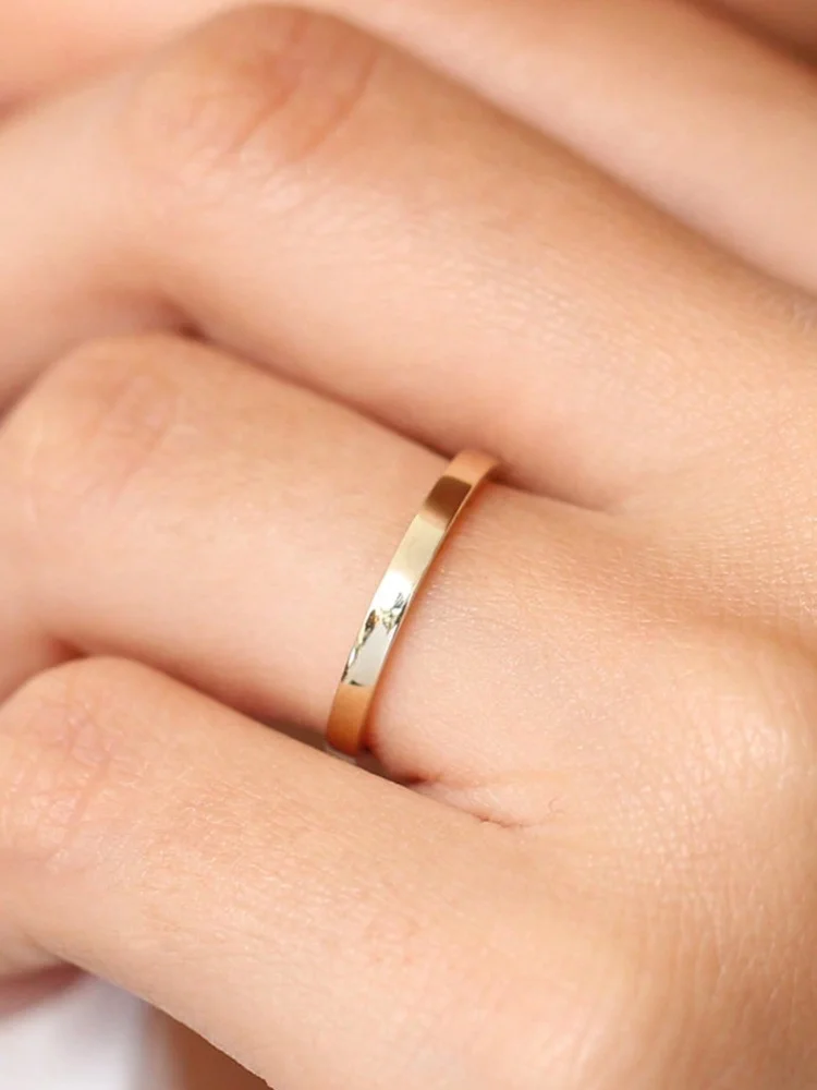 925 Sterling Silver Simple Classic Zircon 2MM Flat Aperture Ring For Women Engagement Wedding Luxury High Quality Fine Jewelry