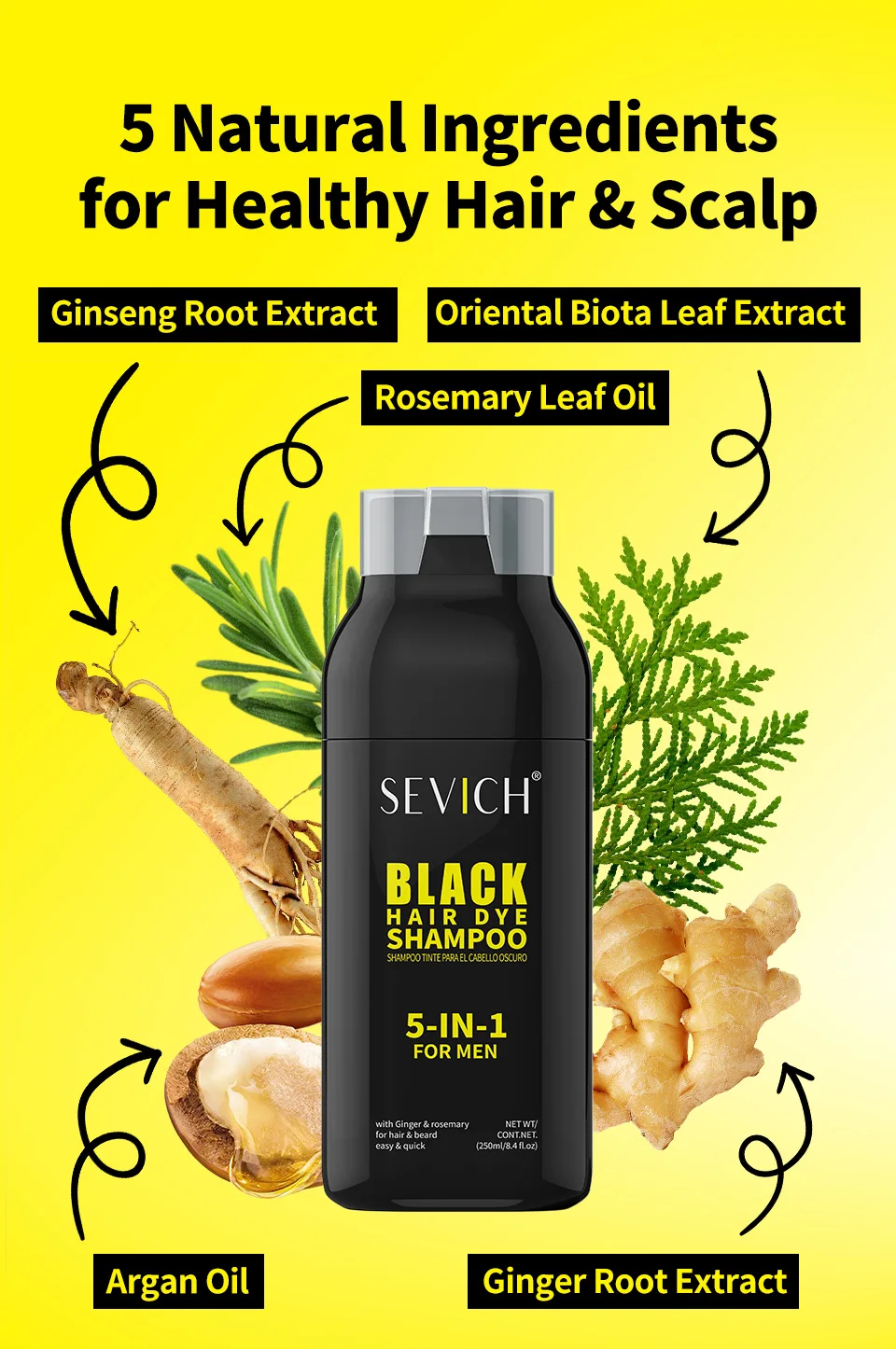 Pure Natural Herbal Hair Dye Shampoo 5 Minutes Change Hair Color Non-irritating Repair Gray White Hair Dye Coloring Care for Men