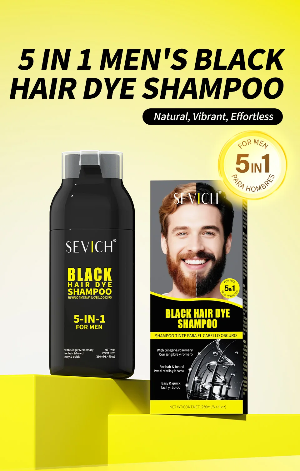 Pure Natural Herbal Hair Dye Shampoo 5 Minutes Change Hair Color Non-irritating Repair Gray White Hair Dye Coloring Care for Men