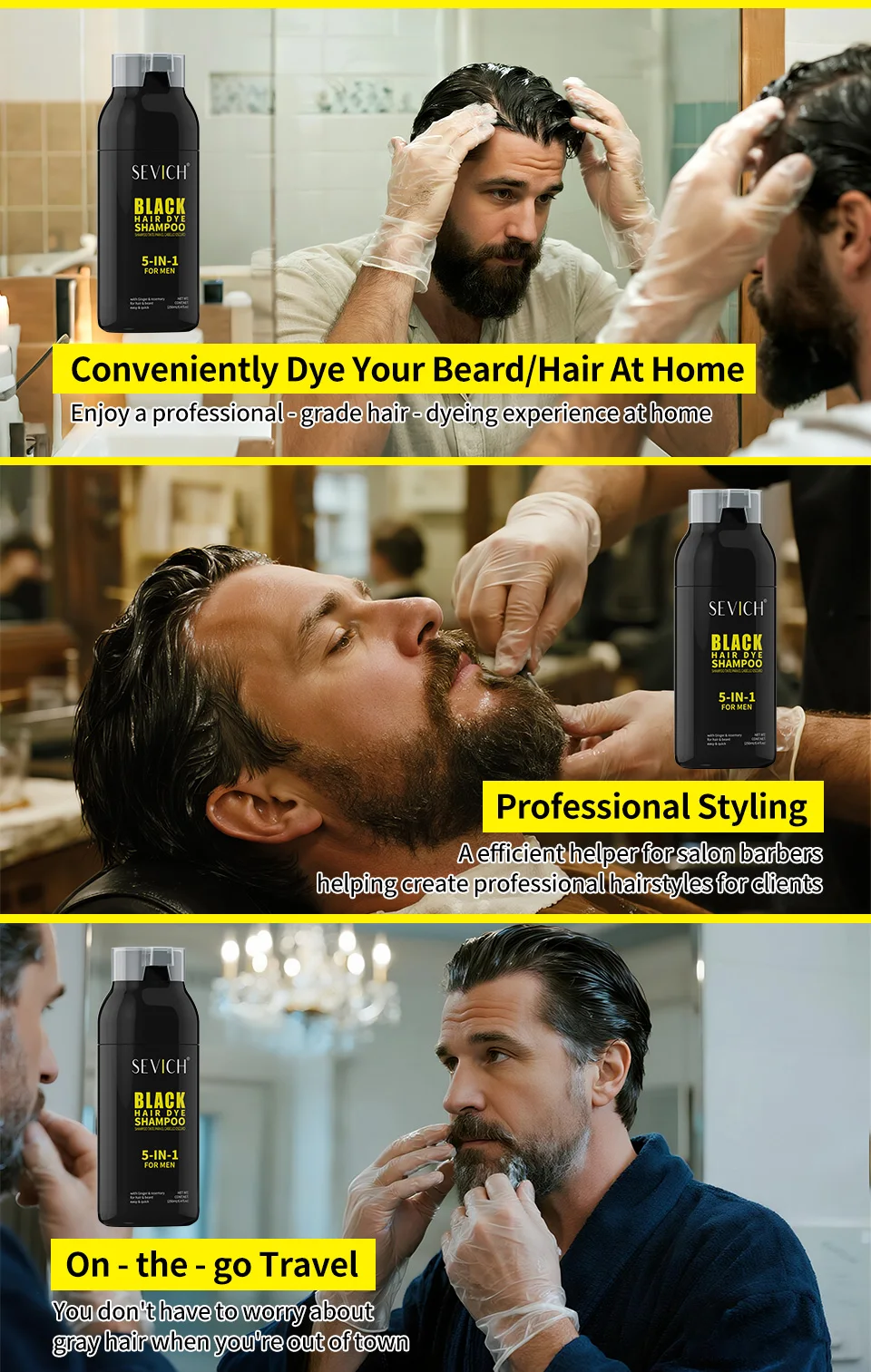 Pure Natural Herbal Hair Dye Shampoo 5 Minutes Change Hair Color Non-irritating Repair Gray White Hair Dye Coloring Care for Men