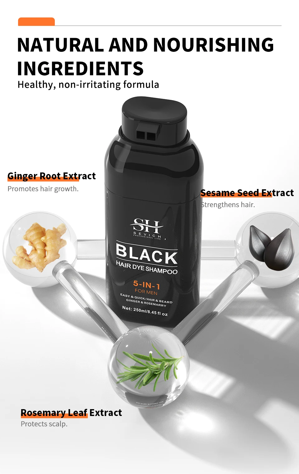 Pure Natural Herbal Hair Dye Shampoo 5 Minutes Change Hair Color Non-irritating Repair Gray White Hair Dye Coloring Care for Men