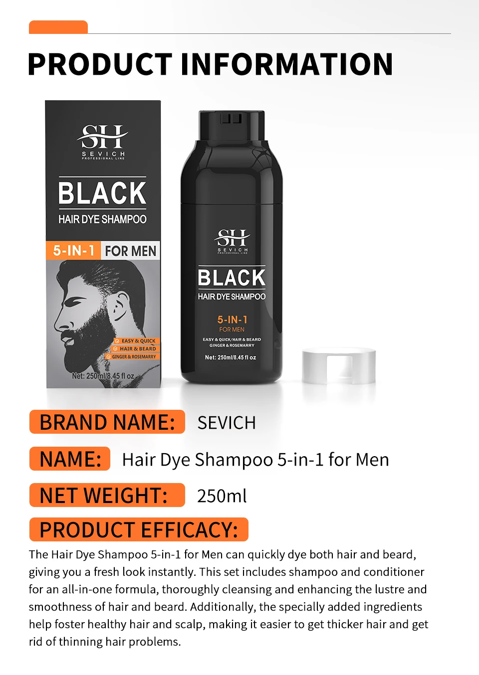 Pure Natural Herbal Hair Dye Shampoo 5 Minutes Change Hair Color Non-irritating Repair Gray White Hair Dye Coloring Care for Men