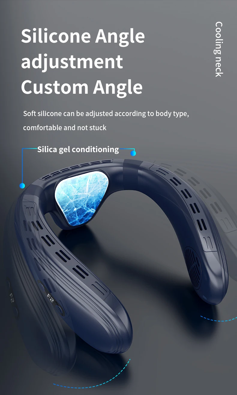 New Portable Neck Fan 5200mAh Neck Air Conditioner Rechargeable Semiconductor Cooling Fan Outdoor Personal Fan Wearable Cooler