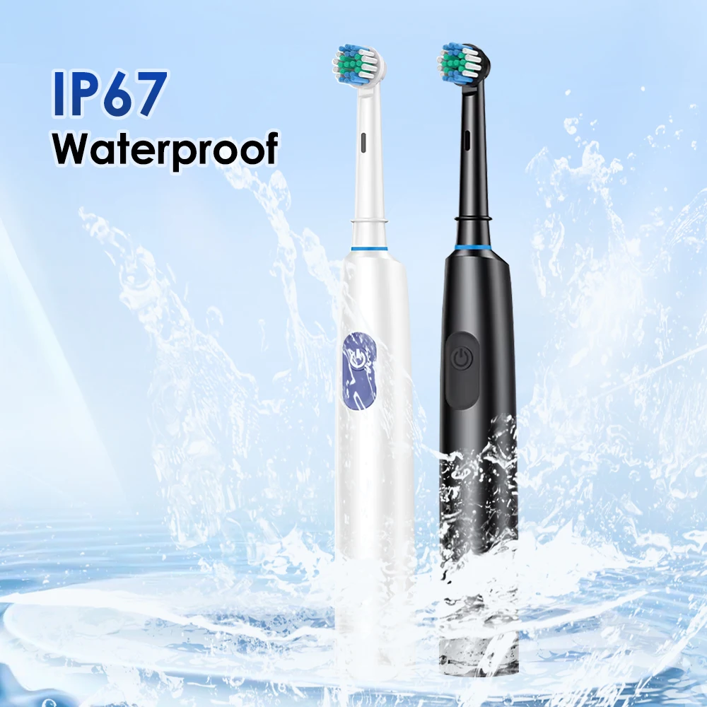 Rotating Electric Toothbrush Set for Adult Teeth Whitening Teeth Brushes 3D Round Head Soft Brush Type-C Electric Toothbrush