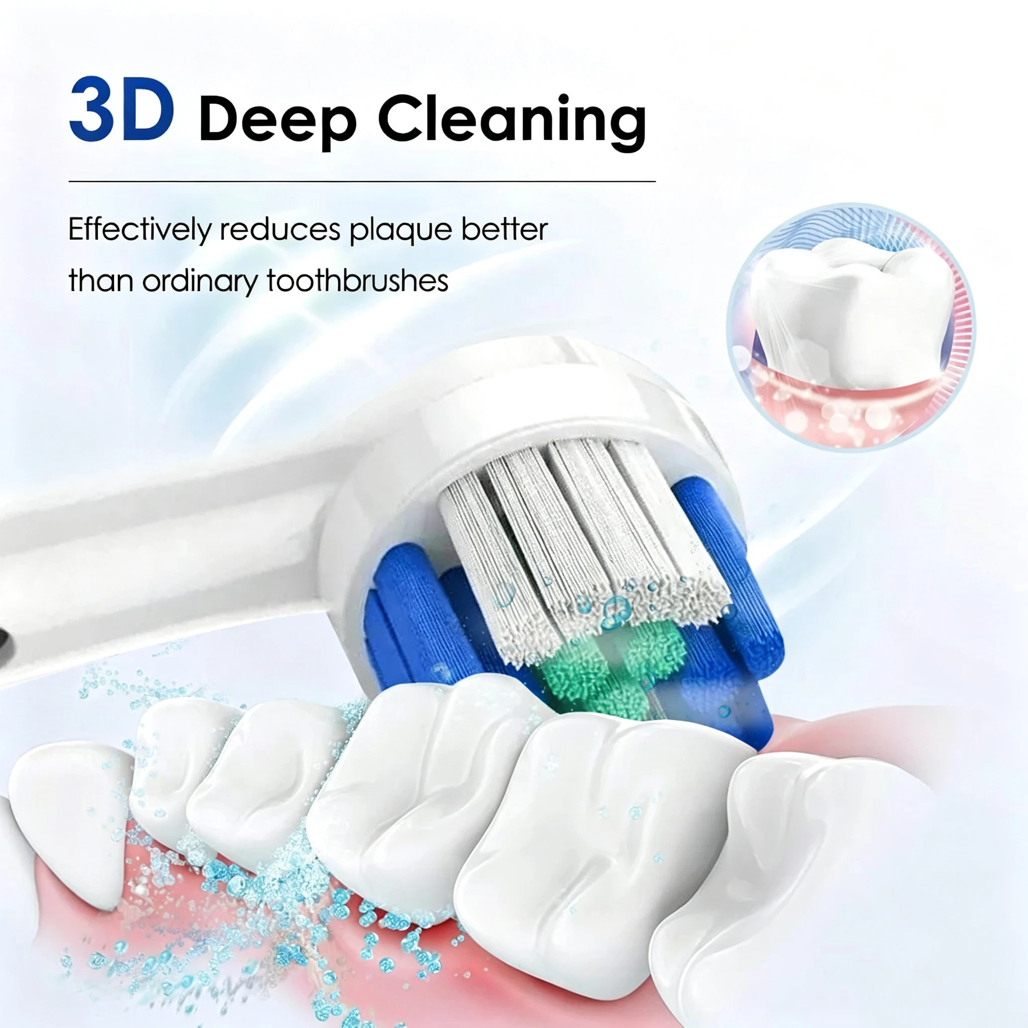 Rotating Electric Toothbrush Set for Adult Teeth Whitening Teeth Brushes 3D Round Head Soft Brush Type-C Electric Toothbrush