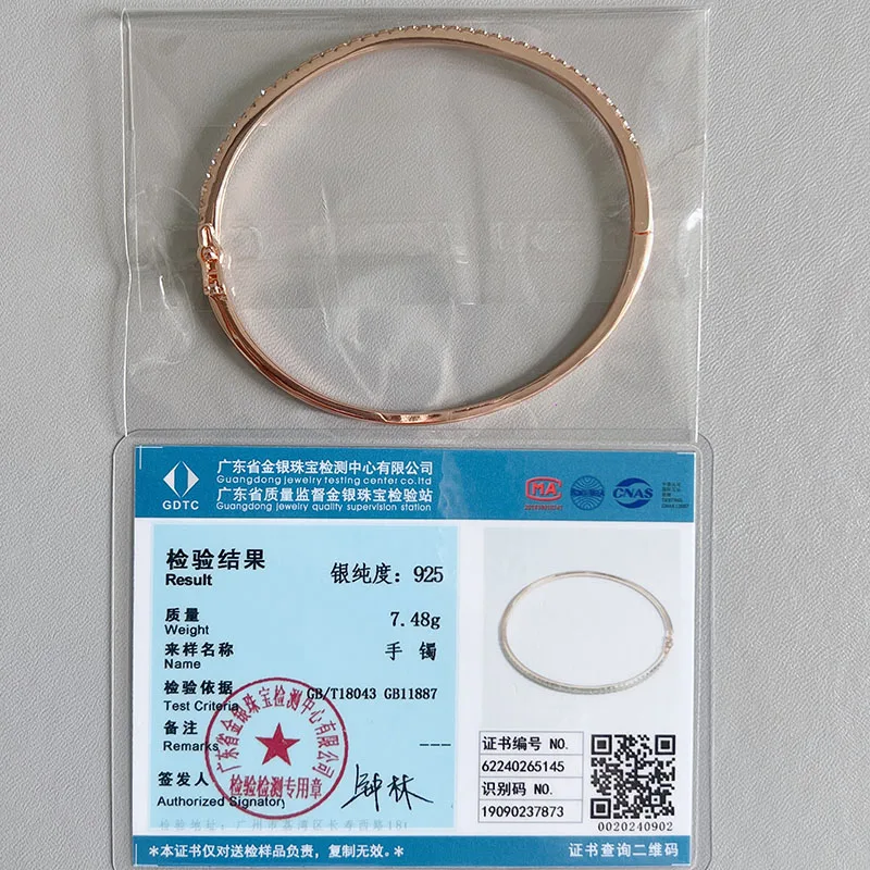 Hot Sale Famous Top Quclity S925 Sterling Silver Luxury Bangle for Women Classic Zirconia Accented Fashion Jewelry 16cm Diameter