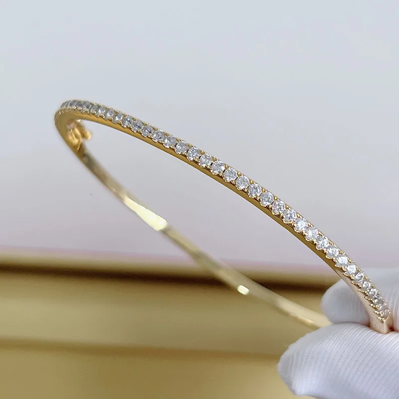 Hot Sale Famous Top Quclity S925 Sterling Silver Luxury Bangle for Women Classic Zirconia Accented Fashion Jewelry 16cm Diameter