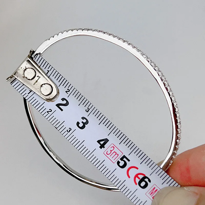 Hot Sale Famous Top Quclity S925 Sterling Silver Luxury Bangle for Women Classic Zirconia Accented Fashion Jewelry 16cm Diameter