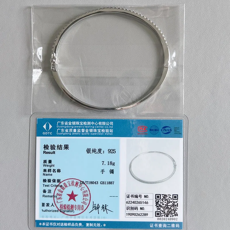 Hot Sale Famous Top Quclity S925 Sterling Silver Luxury Bangle for Women Classic Zirconia Accented Fashion Jewelry 16cm Diameter