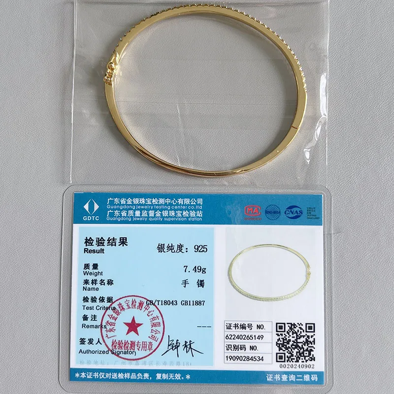 Hot Sale Famous Top Quclity S925 Sterling Silver Luxury Bangle for Women Classic Zirconia Accented Fashion Jewelry 16cm Diameter