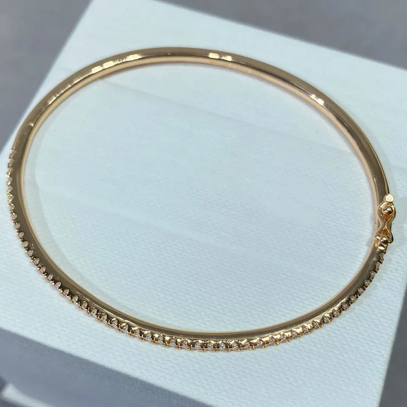 Hot Sale Famous Top Quclity S925 Sterling Silver Luxury Bangle for Women Classic Zirconia Accented Fashion Jewelry 16cm Diameter