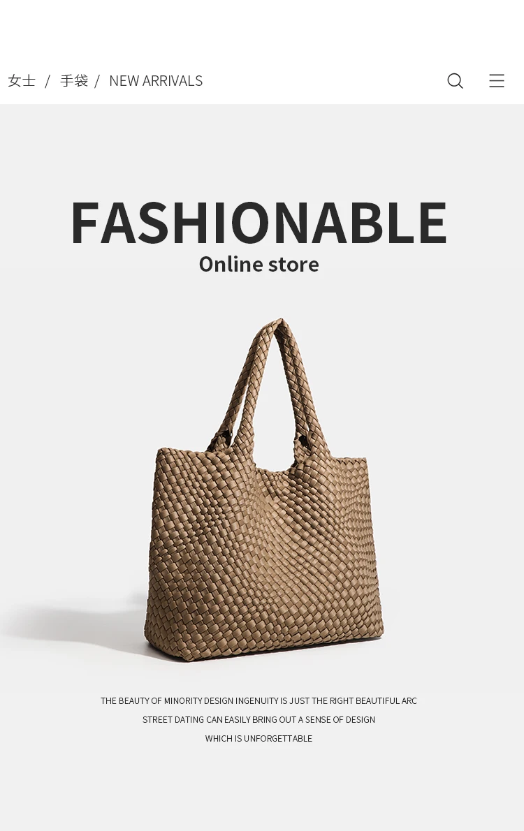 Large Size Women's Neoprene Tote Bag Fashion Hand-Woven Bag 2024 Hot Product with Large Volume for Stylish Storage