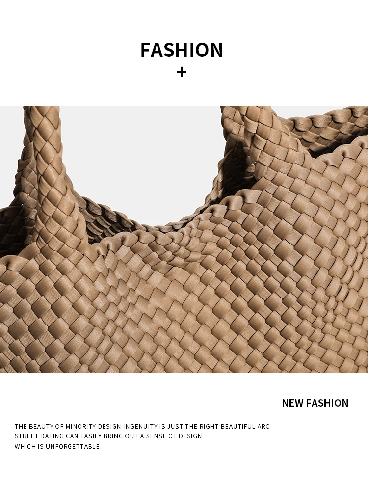 Large Size Women's Neoprene Tote Bag Fashion Hand-Woven Bag 2024 Hot Product with Large Volume for Stylish Storage