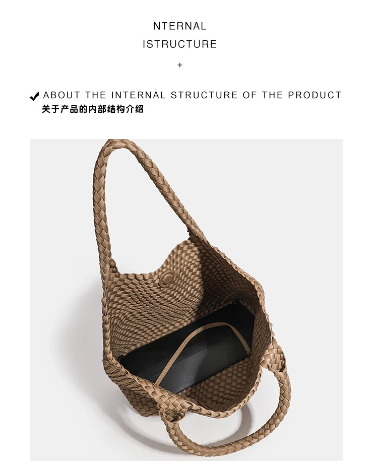 Large Size Women's Neoprene Tote Bag Fashion Hand-Woven Bag 2024 Hot Product with Large Volume for Stylish Storage