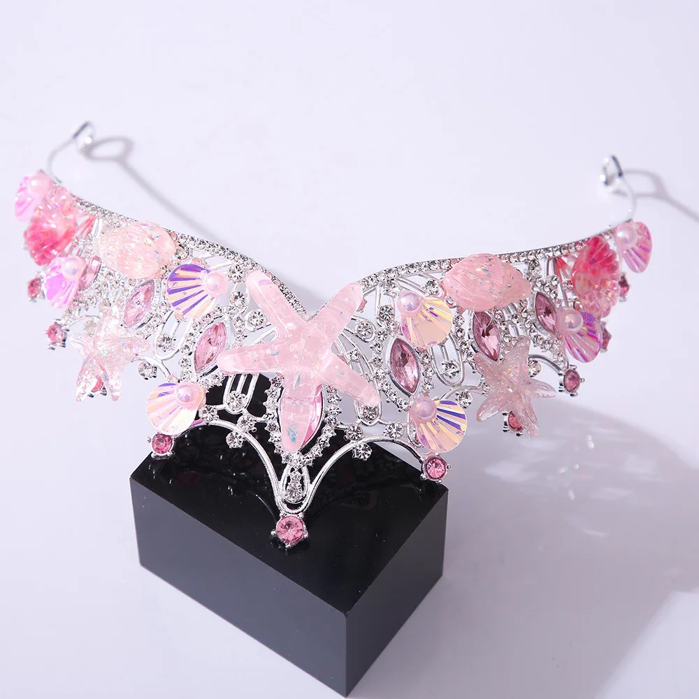 KMVEXO Mermaid Fish Crowns Ocean Style Costume Seashell Starfish Tiaras for Women Girls Princess Birthday Party Hair Accessories