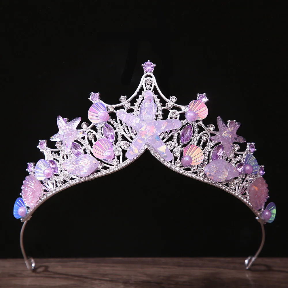 KMVEXO Mermaid Fish Crowns Ocean Style Costume Seashell Starfish Tiaras for Women Girls Princess Birthday Party Hair Accessories