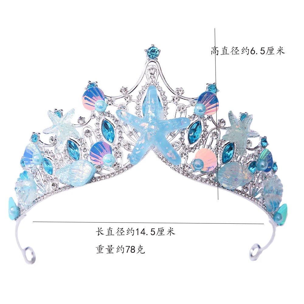 KMVEXO Mermaid Fish Crowns Ocean Style Costume Seashell Starfish Tiaras for Women Girls Princess Birthday Party Hair Accessories