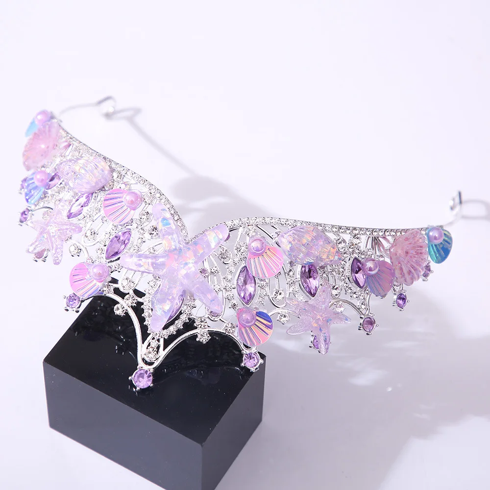 KMVEXO Mermaid Fish Crowns Ocean Style Costume Seashell Starfish Tiaras for Women Girls Princess Birthday Party Hair Accessories