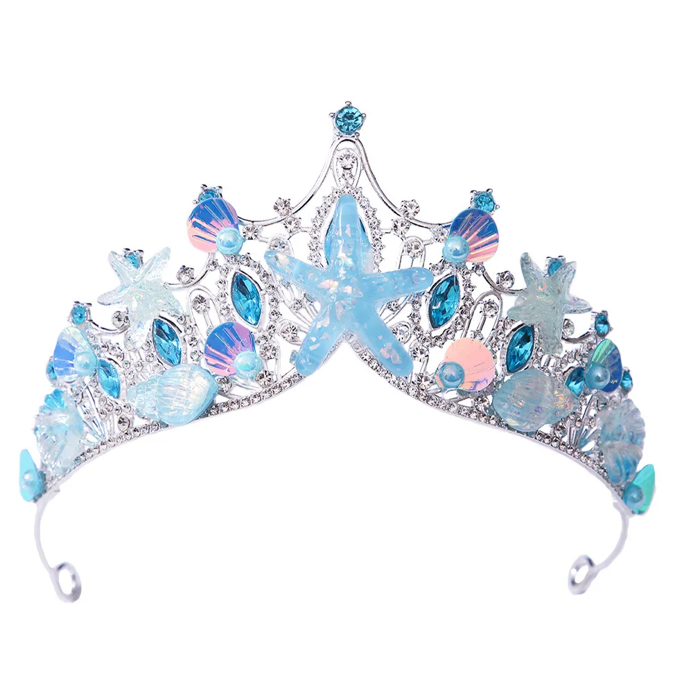 KMVEXO Mermaid Fish Crowns Ocean Style Costume Seashell Starfish Tiaras for Women Girls Princess Birthday Party Hair Accessories