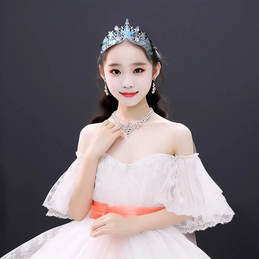 KMVEXO Mermaid Fish Crowns Ocean Style Costume Seashell Starfish Tiaras for Women Girls Princess Birthday Party Hair Accessories