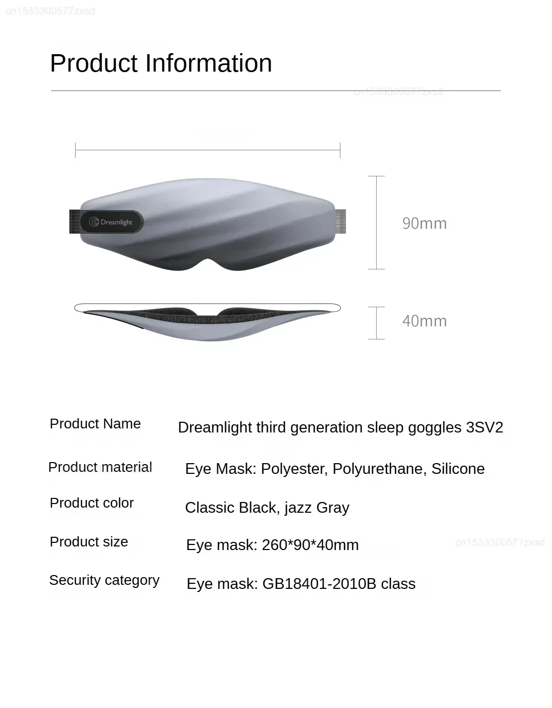 Dreamlight 3/4S Eye Mask Sleep 3D Stereoscopic Sleep Aid for Men Women Adult for Sleeping Block Out Light Travel Eye Mask