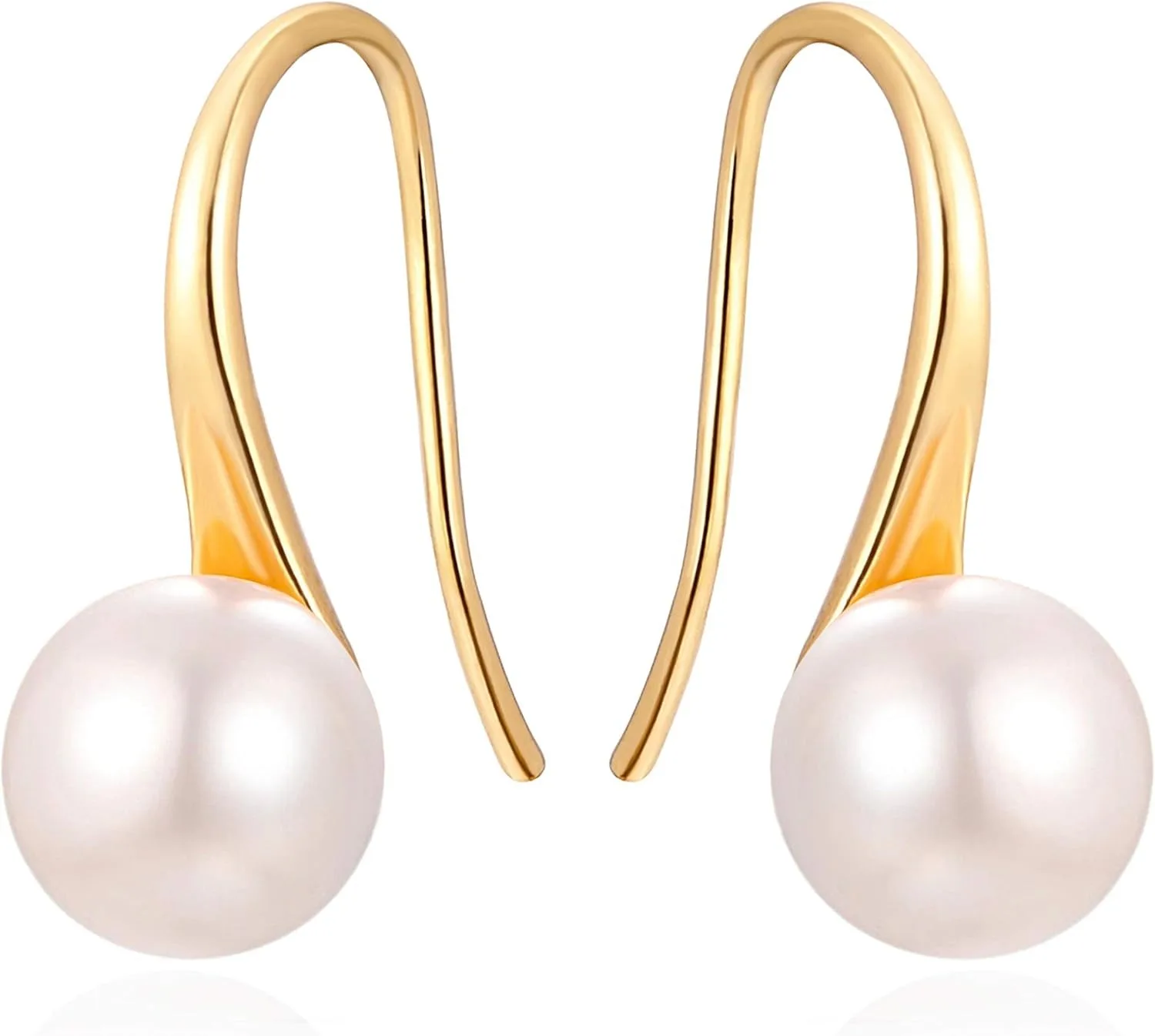 Silver Plated Gold Plated Hoop Handpicked AAA+ Quality White Freshwater Cultured Pearl Dangle Drop Earrings Jewelry for Women
